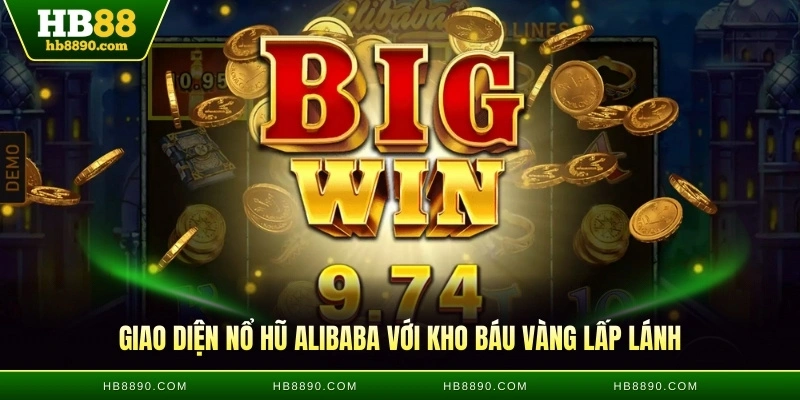 Giao diện nổ hũ Alibaba với kho báu vàng lấp lánh